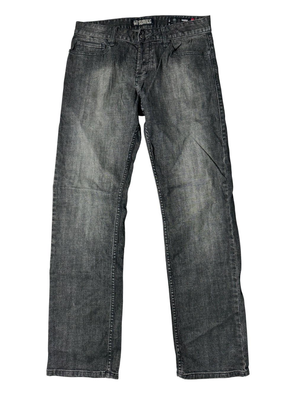 Lip Service mens 32x32 garage straight fit charcoal grey button fly denim jeans